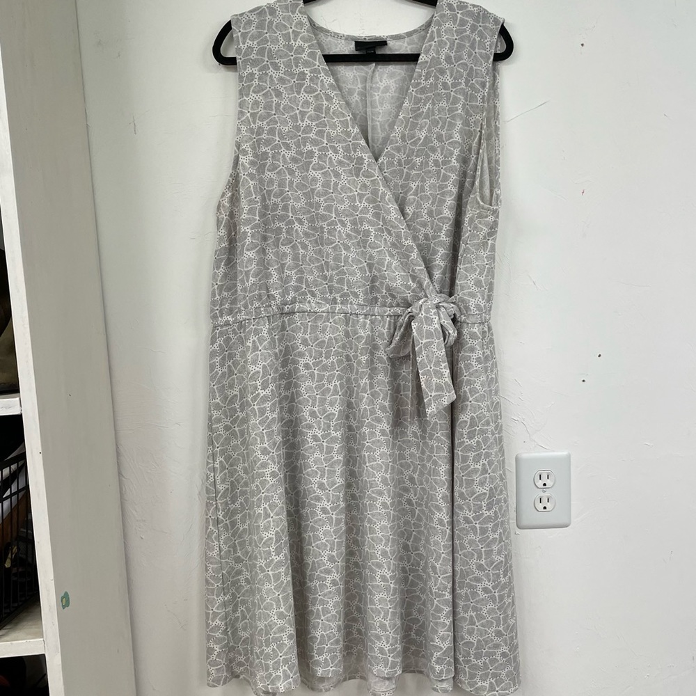 Lane Bryant Grey Faux Wrap Mini Dress Womens 22/24 Sleeveless Fit Flare Stretch